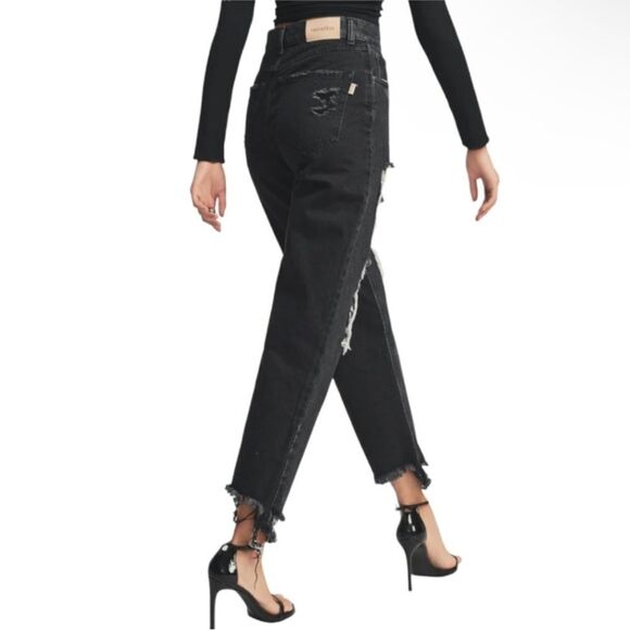 Retrofete Maggie Distressed Straightleg 26 Denim Jean in Onyx Jet Black $413 NWT - Picture 3 of 6
